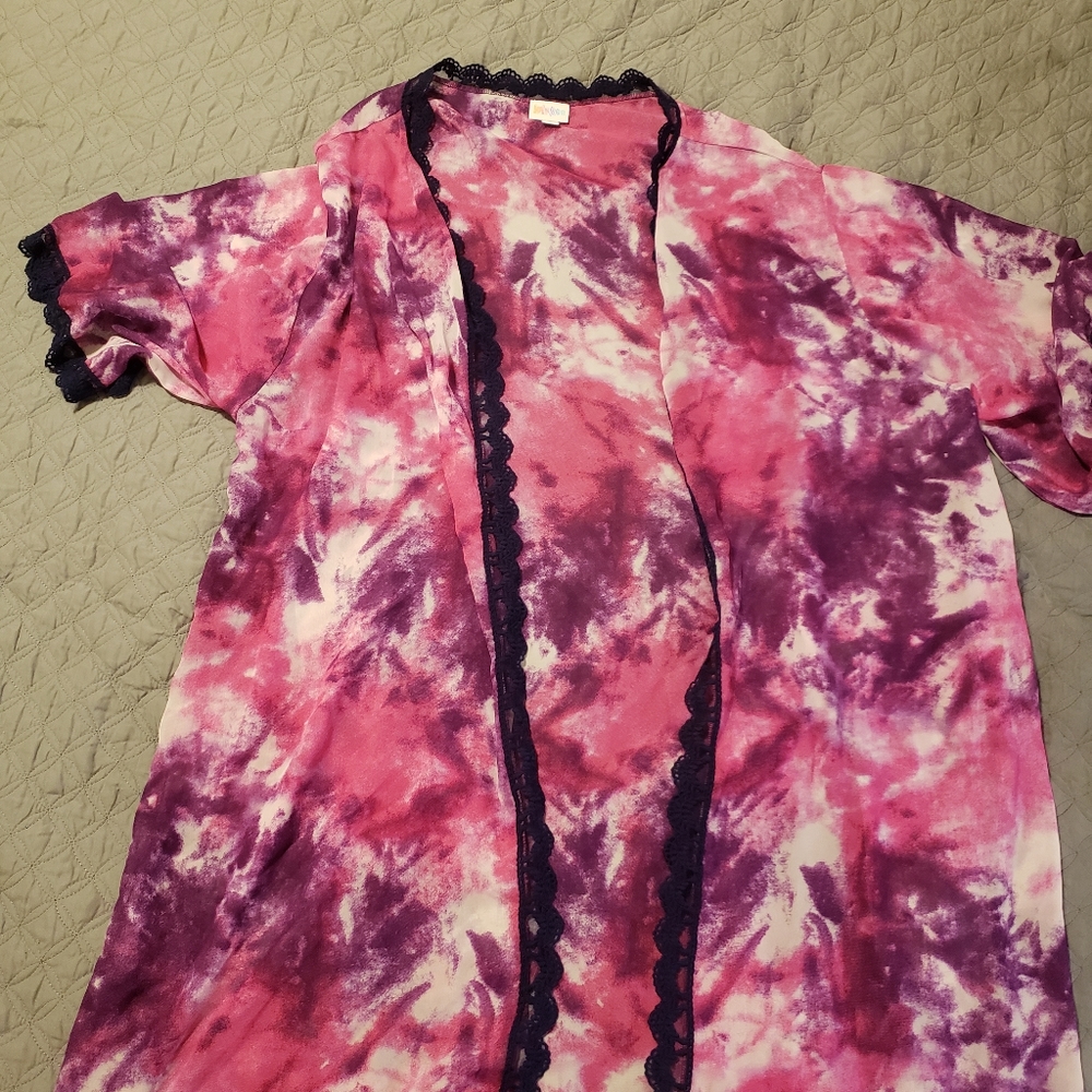 Lularoe Pink and Purple Tie Dye Chloe Kimono
